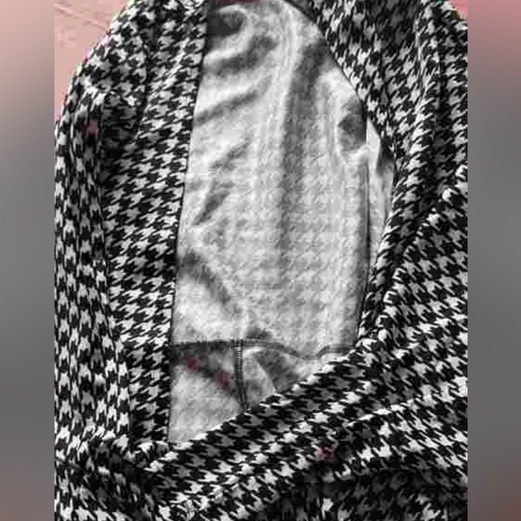 Classic Houndstooth Plaid Batwing Sleeve Open Front Cover UP Coat LIGHTWEIGHT - Picture 9 of 11